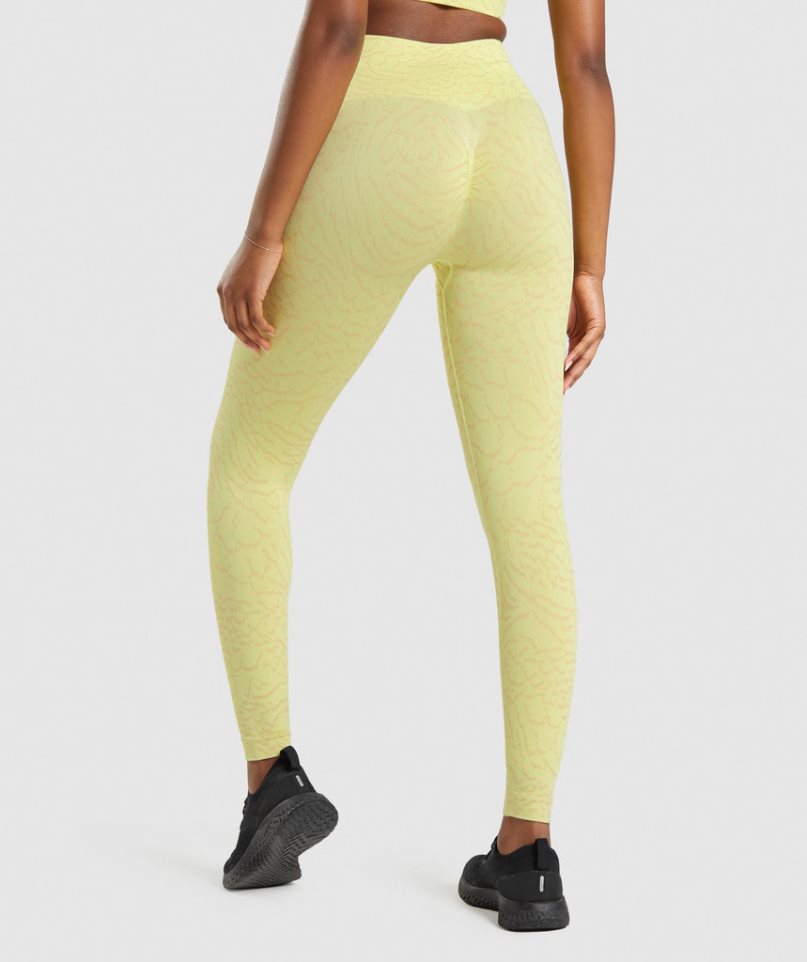 Women's Gymshark Adapt Animal Seamless Leggings Yellow | CA 8N63AD